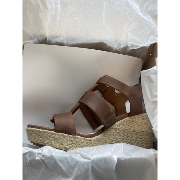 NIB Clarks Maritsa 95 Gladiator Womens Brown Leather Wedge Heel Sandal Comfort - Picture 9 of 10